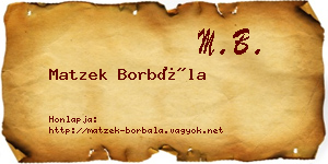 Matzek Borbála névjegykártya